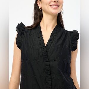 J Crew WHITE Sleeveless ruffle eyelet top BY336
